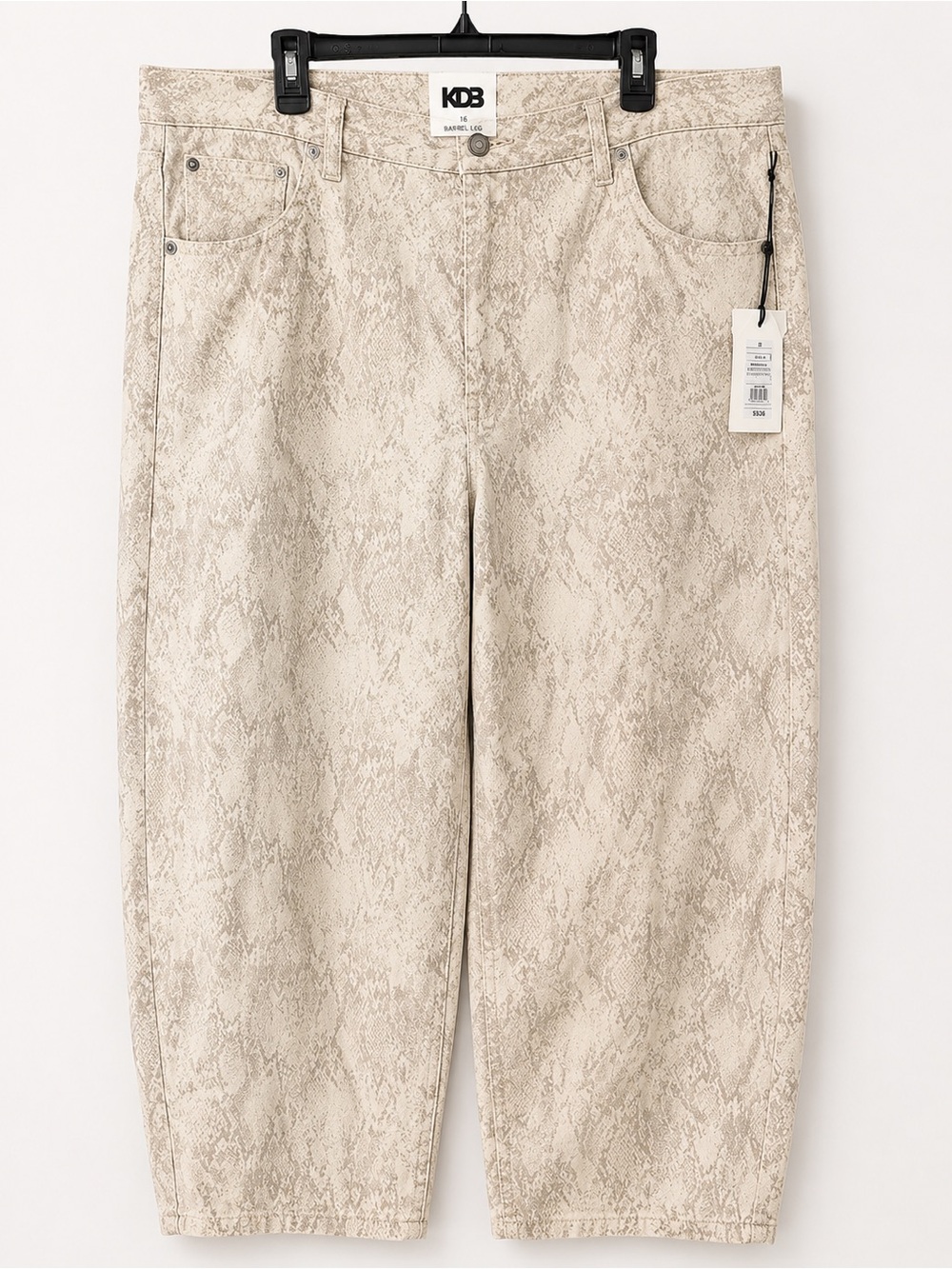 Women’s Barrel Snake-Print Beige Jeans